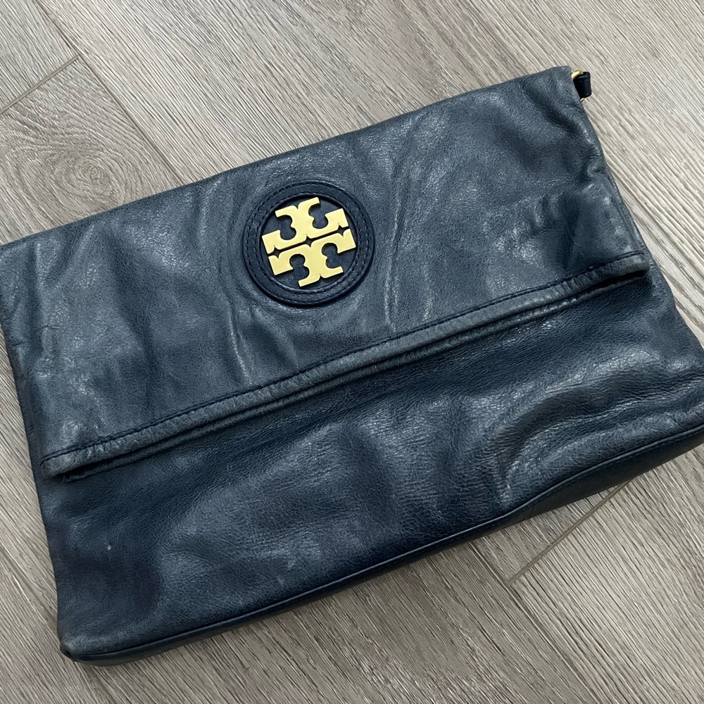 Tory Burch Navy Leather Clutch Crossbody